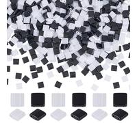 SUNNYCLUE 1 scatola 600 pezzi Perline A 2 fori Perline Quadrate Piatte Acriliche Sfuse Nero Bianco Grande Mezza Piastrella Opaca Distanziatore Perline Perline per Creazione di Gioielli Collana Braccia