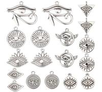 SUNNYCLUE 1 Scatola 72 Pezzi Ciondoli Egiziani Stile Tibetano Occhio di Horus Ciondoli Piatto Rotondo Malocchio Triangolo Occhio Ciondolo di Ra Re In Lega per Gioielli Creazione Cio