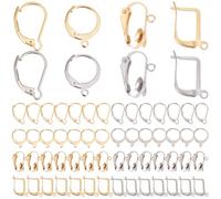 SUNNYCLUE 1 Scatola 72 Pezzi Ganci per Orecchini A Leva Clip in Argento su Orecchino Converti Rotondi Francesi Huggie Fili per Orecchie in Acciaio Inossidabile Clip Orecchini in Oro Set per Creazione