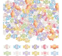 SUNNYCLUE 1 Scatola 72PCS Caramelle Cabochon Dolci Cabochon in Resina Carino Lecca-Lecca Macaron Dolci Colorati Cabochon con Ciondolo con Retro Piatto Sfuso per Abbellimenti Retro Piatto Scrapbooking