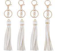 SUNNYCLUE 1 scatola 8 pezzi Set Portachiavi con Nappa Portachiavi con Nappa Ciondolo In Similpelle Lega Bianca Artiglio Moschettone Girevole chisSusura Portachiavi Accessori per Portachiavi Borse Bors