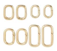 SUNNYCLUE 1 scatola 8 pezzi Veri Anelli Ovali A Molla Placcati Oro 18k Connettore Moschettone Portachiavi A Molla In Metallo Portachiavi con Fibbia Clip A Scatto per Portachiavi Fai Da Te Cordino Bors
