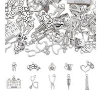 SUNNYCLUE 1 scatola 80 pezzi 10 ciondoli a forma di dente in argento per infermieri, in lega tibetana medica, sciolto, igiene, denti sani, ciondolo per la creazione di gioielli ASIN：B0CSDHM2HS