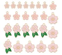 SUNNYCLUE 1 Scatola 80 Pezzi Ciondoli Smaltati Lega Fiore di Ciliegio Ciondoli A Forma di Fiore Ciondolo A Forma di Fiore in Stile Giapponese per Gioielli Fare Ciondoli Risultati Orecchini