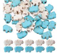 SUNNYCLUE 1 SCATOLA 80 PZ Perline di Elefante Perline di Animali Turchesi Sintetici Ciondoli di Pietre Preziose Simpatico Piccolo Naturale Fortunato Prezioso Pietra Bianca Blu Perline Distanziatrici S
