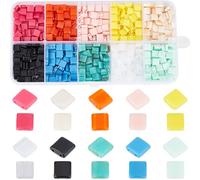 SUNNYCLUE 1 Scatola 800 Pezzi Perline Tila A 2 Fori Perline Quadrate Piatte Acriliche Colore Macron Opaco Piccole Perline Carine per Creazione di Gioielli Forniture Artigianali Fai da Te Braccialetto