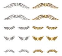 SUNNYCLUE 1 Scatola 80PCS Perline Ali Piccole Perline Ali d'Angelo Lega Metallicas Stile Tibetano Argento Oro Cuore Farfalla Fata Perline Distanziatrici Sciolte Sfuso per Creazione di Gioielli Kit di
