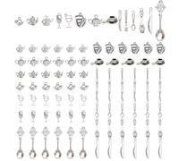 SUNNYCLUE 1 Scatola 84 Pezzi 14 Stili Ciondoli da Cucina Stoviglie Strumento da Cucina Cucchiaio Coltello Forchetta Ciondoli in Lega Stile Tibetano per Creazione di Gioielli Ciondoli Bracciali