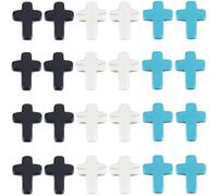 SUNNYCLUE 1 scatola 90 pezzi Perline Incrociate Sfusa Nero Bianco Blu Croci Tascabili Turchesi Sintetiche 16x12 mm Mini Piccole Perline Incrociate In Pietra Croce di Vacanze di Pasqua Perline Distanzi