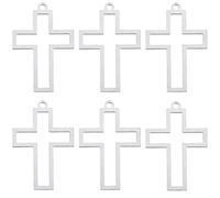 SUNNYCLUE 1 scatola Da 10 pezzi Ciondolo A Forma di Croce Cava In Acciaio Inossidabile Ciondolo A Forma di Croce In Metlega Sfuso Argento Piccolo Ciondolo A Forma di Crocifisso Pasquale per La Creazio