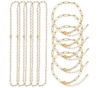 SUNNYCLUE 1 Scatola da 10 Pezzi Collana con Catena A Graffetta in Oro Bracciale A Maglie Rettangolari 304 Catene Ovali in Acciaio Inossidabile con Graffetta Set per La Creazione di Gioielli Bracciali
