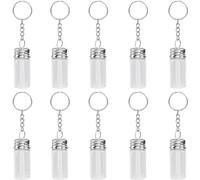 SUNNYCLUE 1 scatola Da 10 pezzi con Messaggio In Una Bottiglia Portachiavi Piccole Bottigliette di Vetro Portachiavi Barattoli Vuoti per Desideri CoperCHIS In Sughero e Fermagli In Ferro Argentato Cat