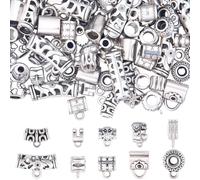 SUNNYCLUE 1 scatola Da 100 pezzi 10 stili Ciondolo In Argento Gancio In Metlega Perline In Lega di Metlega Antico Modello Europeo Tibetano Connettore Distanziatore A Colonna per La Creazione di Gioiel