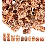 SUNNYCLUE 1 Scatola da 100 Pezzi 5 Stili Perline per Capelli Perline di Legno Finto Plastica Acrilica Piccole Corlega Rosso Foro Grande Distanziatori Sciolti Bohémien per La Creazione di Gioie