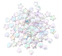 SUNNYCLUE 1 scatola Da 100 pezzi di Perline A Forma di Cuore In Acrilico Bianco Perline A Forma di Stella In Acrilico Trasparente Distanziatori Sciolti In Plastica Assortiti con Foro Da 1.5mm per La C