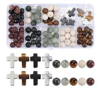 SUNNYCLUE 1 scatola Da 116 pezzi di Perline A Croce In Pietra Preziosa Perline A Croce In Pietra Preziosa Occhio di Tigre Avventurina Viola Agata Nera Turchese Verde Pietra di Pizzo Mini Croci Distanz