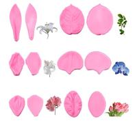 SUNNYCLUE 1 scatola Da 12 pezzi, 6 stili di Stampi per Petali di Fiori, Stampi In Silicone Floreali, Petali di Rosa Rosa, Foglie, Caramelle, Zucchero, Torta, Cioccolato, Pressa, Strumento per Fondente