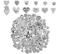 SUNNYCLUE 1 scatola Da 120 pezzi 12 stili Perline A Forma di Cuore Tibetano Perline A Forma di Cuore In Argento Ciondoli In Lega Antica Motivo A Farfalla e Stella Distanziatori Sciolti per La Creazion