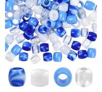 SUNNYCLUE 1 scatola Da 120 pezzi 4 colori Perline per Trecce con Foro Grande Perline per Capelli In Resina Blu Bianche e Trasparenti per Trecce Jumbo Dreadlock Distanziatori Sciolti Accessori per Cape