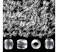 SUNNYCLUE 1 Scatola da 120 Pezzi di Perline Trasparenti per Capelli con Foro Grande Perline Pony Sfuse 1.2 x 1.1cm in Resina Trasparente per Trecce Jumbo Dreadlock Distanziatori Sciolti Accessori per