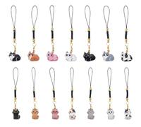 SUNNYCLUE 1 Scatola da 14 Pezzi Ciondolo per Cellulare A Forma di Gatto Simpatico Ciondolo per Telefono in Metlega Smaltato A Forma di Gatto da Appendere per Cellulare Fai da Te Portafoglio B