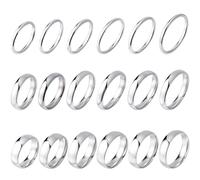 SUNNYCLUE 1 scatola Da 18 pezzi di Anelli A Fascia In Argento Set di Anelli In Argento Impilabili Taglia USA 5/6/7/8/9/10/11 colore Acciaio Inossidabile Larghezza 2mm 4mm e 6mm Anelli A Fascia Impilab