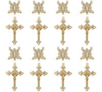 SUNNYCLUE 1 scatola Da 20 pezzi Ciondolo A Forma di Croce Rosario Ciondolo A Forma di Crocifisso Stile Tibetano Dorato co Collegamento per Lampadario Croci Pasquali Pendenti per La Creazione di Gioiel