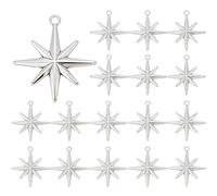 SUNNYCLUE 1 scatola Da 20 pezzi Da 40mm In Argento con Ciondoli A Forma di Stella Polare Ciondoli A Forma di Stella A 8 punte Anelli Pendenti In Metallo di Grandi Dimensioni Ciondoli Celestiali per La
