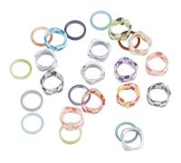 SUNNYCLUE 1 scatola Da 24 pezzi 3 stili Anelli Colorati per Le Nocche Anelli In Plastica Colori Misti Casuali Resina Acrilica Motivo A Quadri Alla Moda Sottili Impilabili Gioielli per Le Dita Accessor