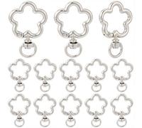 SUNNYCLUE 1 scatola Da 24 pezzi con CHIsusura A Moschettone per Portachiavi A Forma di Fiore, In Lega di Metlega Argentata, A Forma di Fiore, con Gancio A Grilletto, Portachiavi Divisi, Clip per Cordi