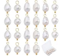 SUNNYCLUE 1 scatola da 30 ciondoli con perle d'acqua dolce piccole sfuse di colore bianco naturale con passanti in acciaio inox Goden, ciondoli irregolari per la creazione di gioielli, collane