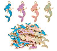 SUNNYCLUE 1 scatola Da 30 pezzi Ciondoli A Forma di Sirena Ciondoli A Forma di Sirena In Smalto Piccoli e Carini In Lega metallicas con Gocce D'Olio A Forma di Spiaggia Estiva con Vita Marina per La C