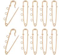 SUNNYCLUE 1 scatola Da 30 pezzi Da 2 pollici Spille di Sicurezza Spille per Kilt All'Ingrosso 3 fori Ad A 58mm Grandi In Metlega Dorato Resistente Elementi di Fissaggio per La Creazione di Gioielli Fa