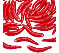 SUNNYCLUE 1 Scatola da 30 Pezzi di Ciondoli A Forma di Peperoncino Piccante Ciondoli A Forma di Peperoncino Rosso in Porcellana Mini Pendenti Realistici A Forma di Peperoncini Piccanti Cibo e Verdure