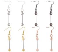 SUNNYCLUE 1 scatola Da 4 paia di Orecchini con Perline In 4 colori con Barra per Orecchini In Metlega Oro Rosa Argento e Nero con Perline con Barra di Collegamento Lunga Pendenti per La Creazione di G