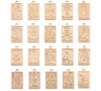 SUNNYCLUE 1 scatola Da 40 pezzi, 20 stili, Ciondoli con Carte Dei TarocCHIS, Ciondoli Rettangolari In Lega di Oro CHISaro, Vintage, Magici, Portafortuna, Pendenti per La Creazione di Gioielli, Braccia