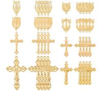 SUNNYCLUE 1 Scatola da 40 Pezzi 8 Stili Ciondoli Centrali per Rosario Crocifisso in Oro Ciondolo in Metlega Rosario Tibetano Croce Centrale Lampadario Pendenti per La Creazione di Gioielli Co