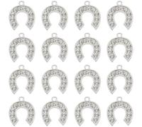 SUNNYCLUE 1 Scatola da 40 Pezzi di Ciondoli A Forma di Ferro di Cavlega con Strass Ciondoli A Forma di Ferro di Cavlega in Argento cavlega in Lega Scintillanti Pendenti Portafortuna da Cowboy Western