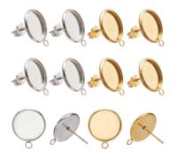 SUNNYCLUE 1 Scatola da 40 Set di Orecchini A Bottone Vuoti Orecchini A Bottone Cabochon 304 perni per Orecchini in Acciaio Inossidabile con Anello e Dadi per Orecchini Vassoi con Castone Vuoto Dora