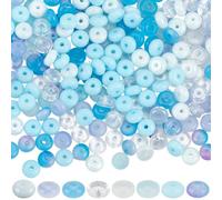 SUNNYCLUE 1 scatola Da 400 pezzi Da 6mm Perline Abaco Perline di Vetro Rotonde Piatte Sfuse Piccole Carine Blu Trasparenti Bianche di Cristlega Rondelle Distanziatori Sciolti per La Creazione di Bracc