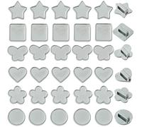 SUNNYCLUE 1 Scatola da 48 Pezzi, 6 Stili, in Argento, con Ciondoli Scorrevoli, Impostazioni per Vassoi A Castone, Rotondi, A Forma di Stella, Farfalla, Cuore, in Metlega, con Foro da 8mm, per Braccia