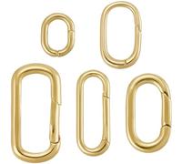 SUNNYCLUE 1 Scatola da 5 Pezzi 5 Misure in Vero Ottone Placcato Oro 18K Anelli Ovali Divisi CHISusura A Molla CHISusura A O per Braccialetti e Collane Connettori Piccole Fibbie A Scatto per La