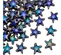 SUNNYCLUE 1 scatola da 50 perline a forma di stella, perline per l'umore, con rilevamento della temperatura, cambia colore, cristallo nero, estiva, oceano, mare, stella, distanziatori sciolti per la