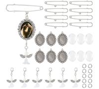 SUNNYCLUE 1 scatola Da 50 pezzi Fai Da Te 10 set di Ciondoli per Bouquet Sposa Ciondoli Commemorativi Spille Commemorative con Angeli In Argento Spille per Bouquet Sposi Regali Fes