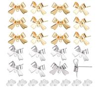SUNNYCLUE 1 scatola Da 54 pezzi di Veri Perni per Orecchini A Fiocco Placcati In Oro 18K Perni per Orecchini In Argento con 24 dadi per Orecchini per La Creazione di Gioielli Accessori Fai Da Te Artig