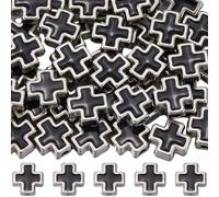 SUNNYCLUE 1 scatola Da 60 pezzi di Perline A Croce In Lega Perline A Croce Smaltate Sfuse Argento Antico Pasquali Nere Gotiche Distanziatori Sciolti In Lega per La Creazione di Gioielli Fai Da Te Coll