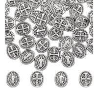 SUNNYCLUE 1 Scatola da 60 Pezzi di Perline A Forma di Croce in Argento Perline A Forma di Crocifisso in Lega di Stile Tibetano Mini Croci in Metlega Distanziatori per Rosari in Argento Antico per