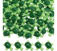 SUNNYCLUE 1 scatola Da 60 pezzi di Statuette di Tartarughe Che Si Illuminano Al Buio Mini Tartarughe In Resina Animali Marini Estivi Luminosi Verdi Piccole Miniature per Bomboniere per Feste In Giardi