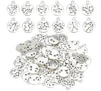 SUNNYCLUE 1 scatola Da 72 pezzi 12 stili Ciondoli con Segni Zodiacali Ciondoli con Costellazioni In Argento Lega metallicas Sfusa AntiCHIs Tibetani Rotondi Cavi Dodici Costellazioni per L