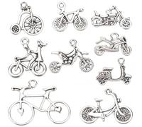 SUNNYCLUE 1 Scatola da 72 Pezzi 9 Stili Ciondolo A Forma di Bicicletta in Argento Ciondolo A Forma di Motocicletta Ciondolo in Lega Antica Vintage Tibetano Punk per La Creazione di Gioielli F